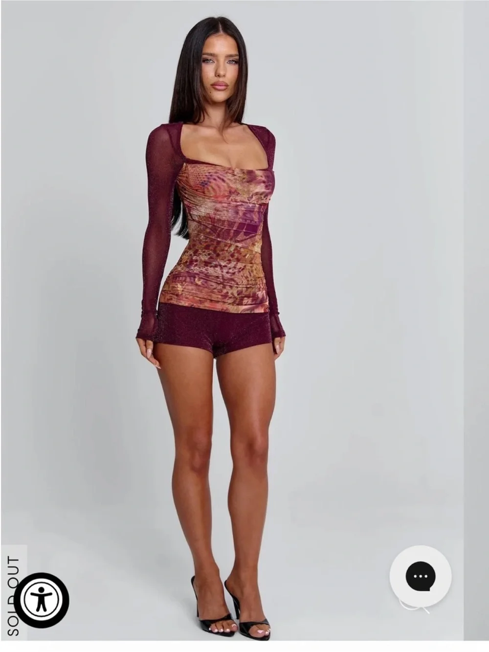 Outcast Astrae Playsuit Celine Print Medium NWT Romper One Piece Sleeves Shimmer - Picture 5 of 13